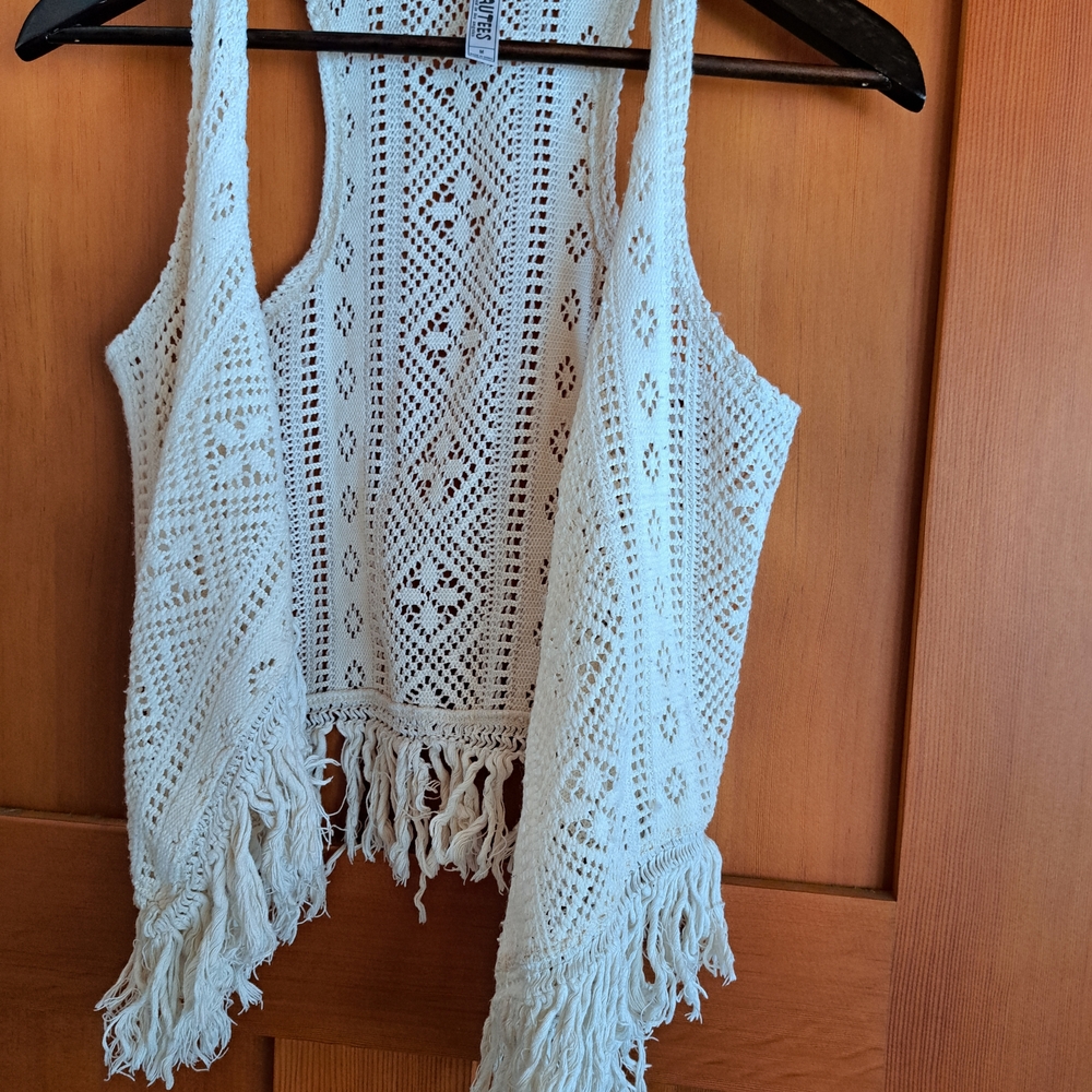 Beautees Cream Crochet Vest